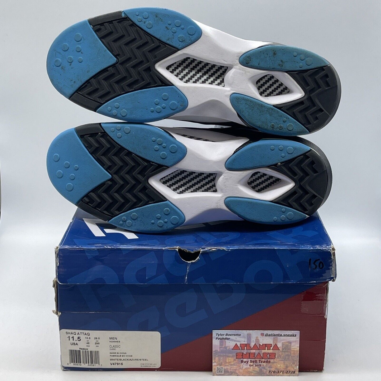 Size 11.5 - Reebok Shaq Attaq 2013 Orlando Magic Blue Black Suede (V47915)