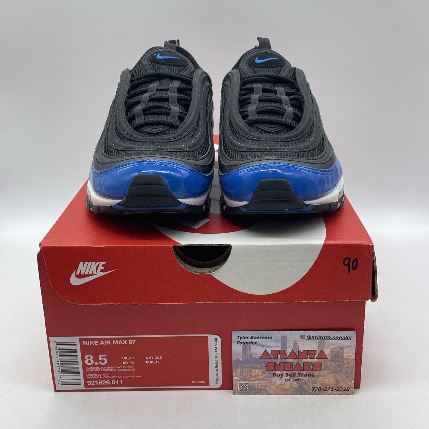 Size 8.5 - Nike Air Max 97 Blue Nebula Black White Leather Suede (921826-011)