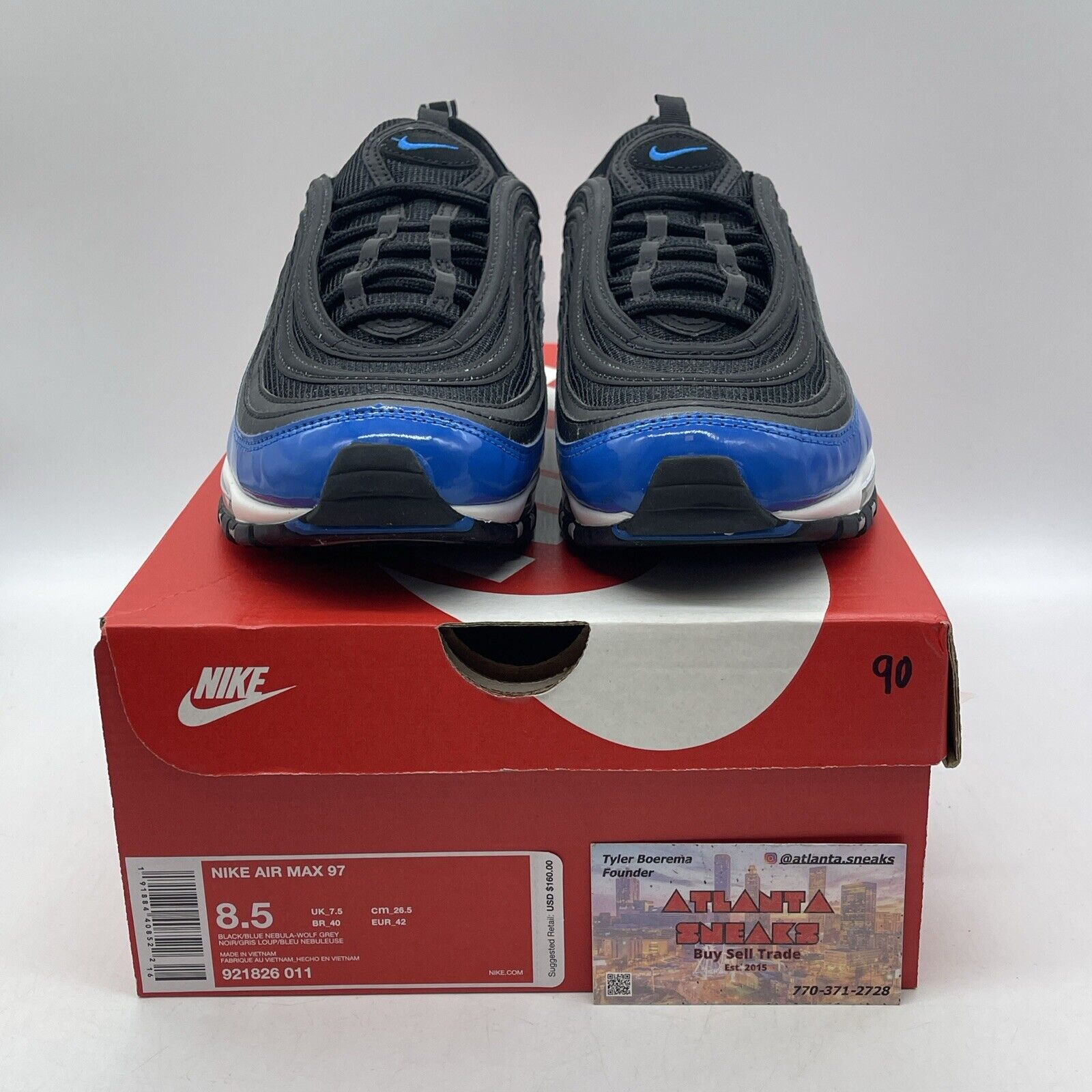 Size 8.5 - Nike Air Max 97 Blue Nebula Black White Leather Suede (921826-011)