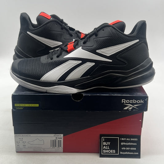 Size 11.5 - Reebok More Buckets Black White Orange Flare (GY5473)