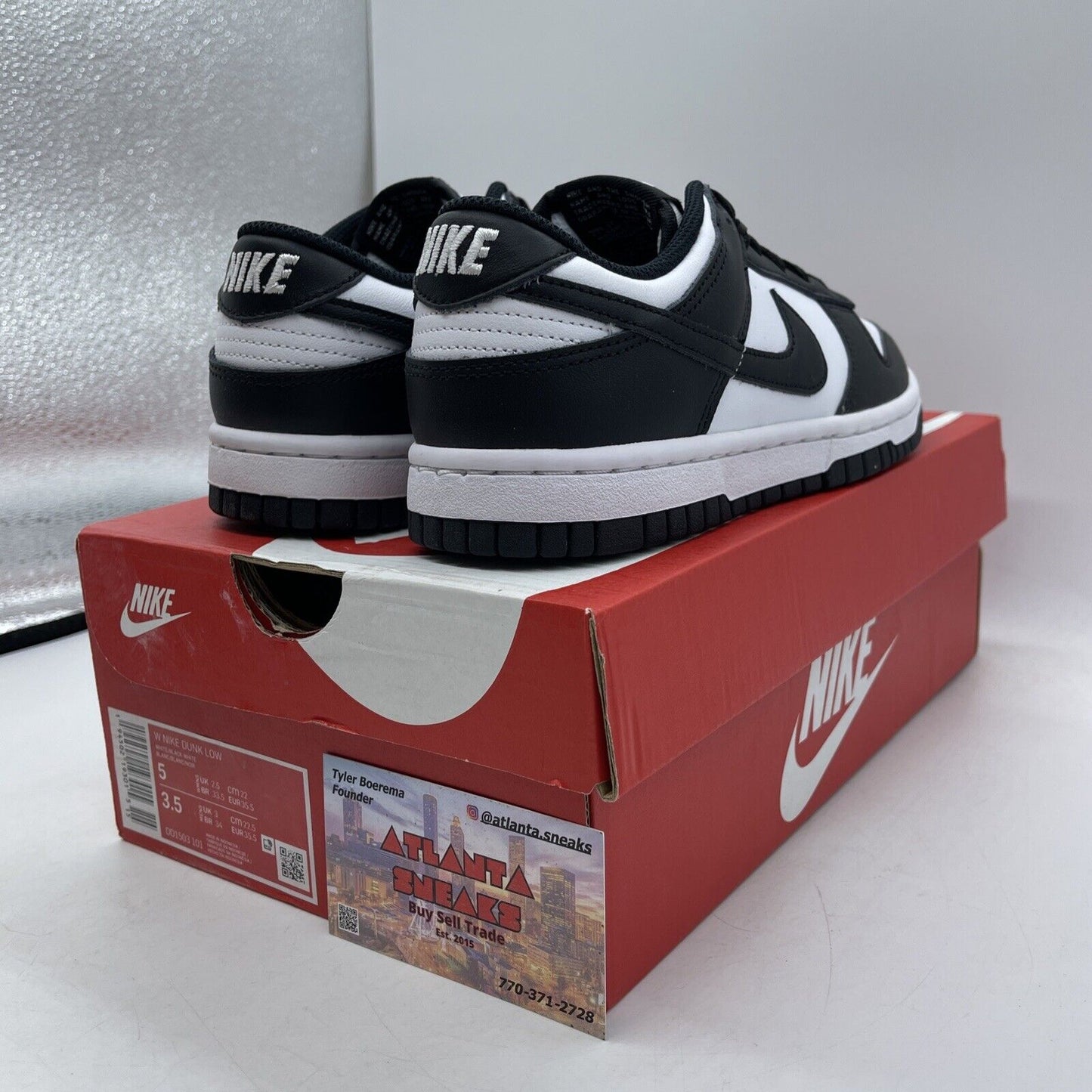 Size 5W - Nike Dunk Low Black White Leather (DD1503-101)