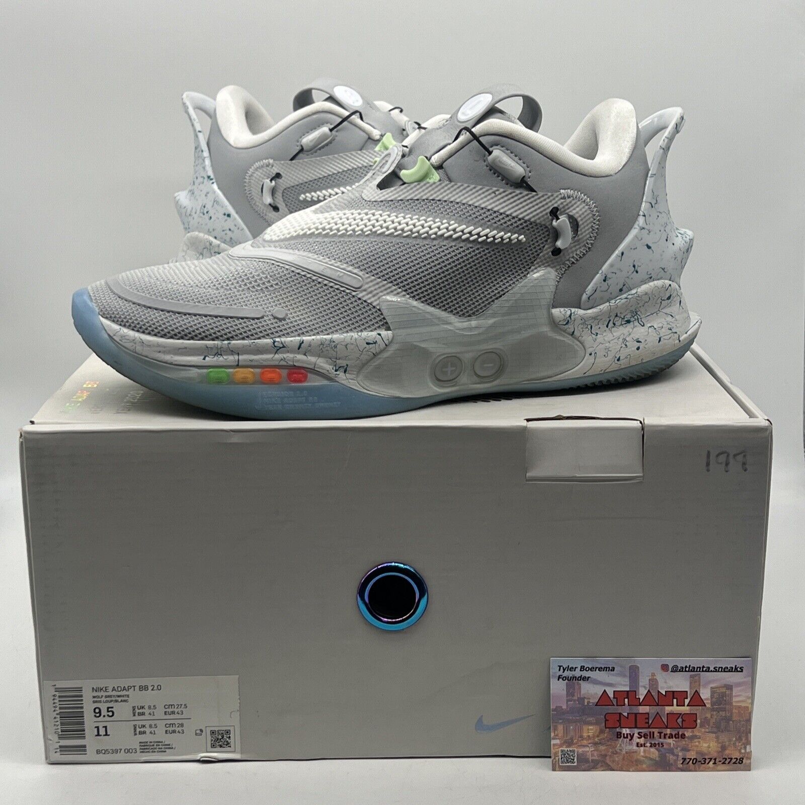 Size 9.5 - Nike Adapt BB 2.0 Mag - BQ5397-003 Grey White Icey (BQ5397-003)