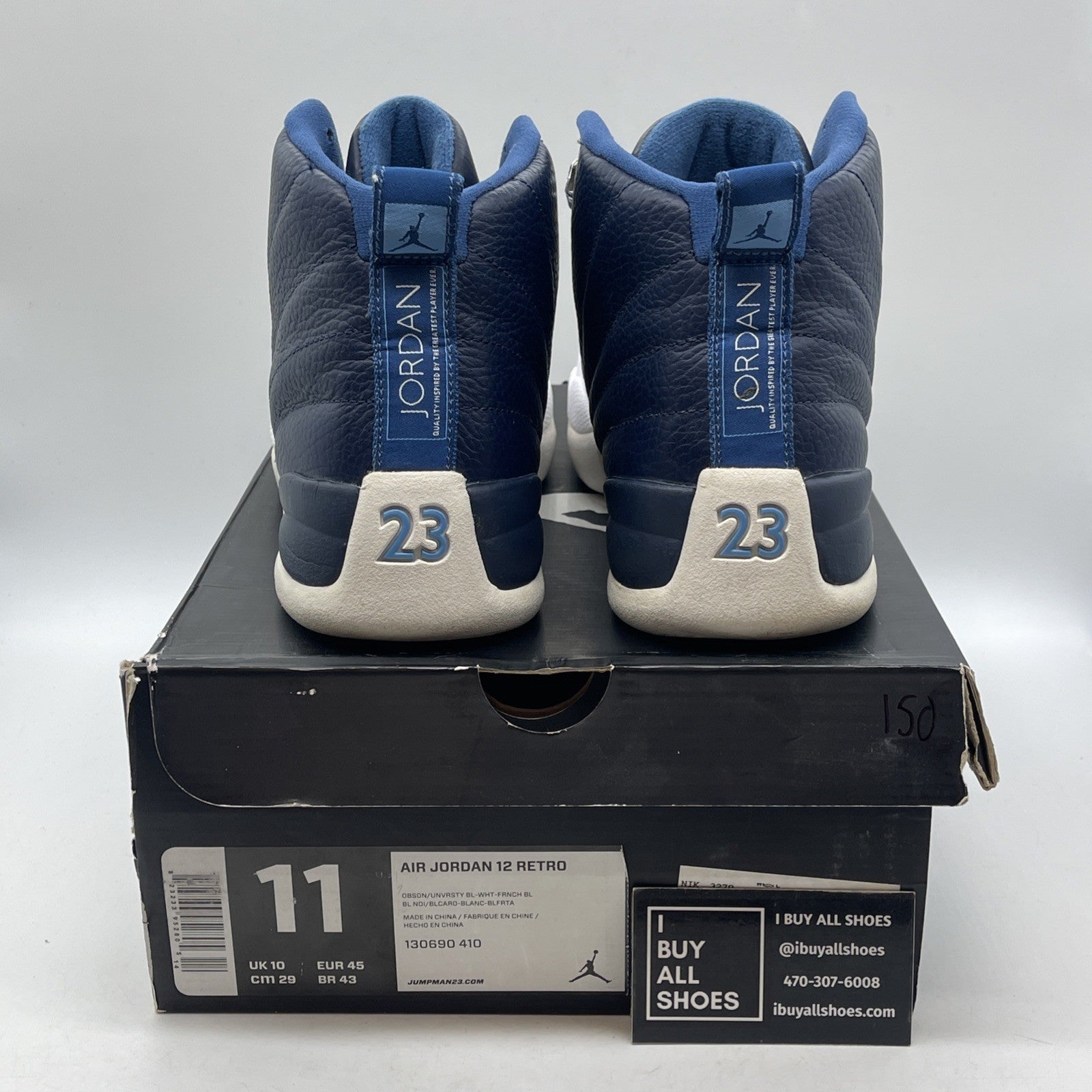 Size 11 - Air Jordan 12 Retro 2012 Obsidian Blue White Leather (130690-410)