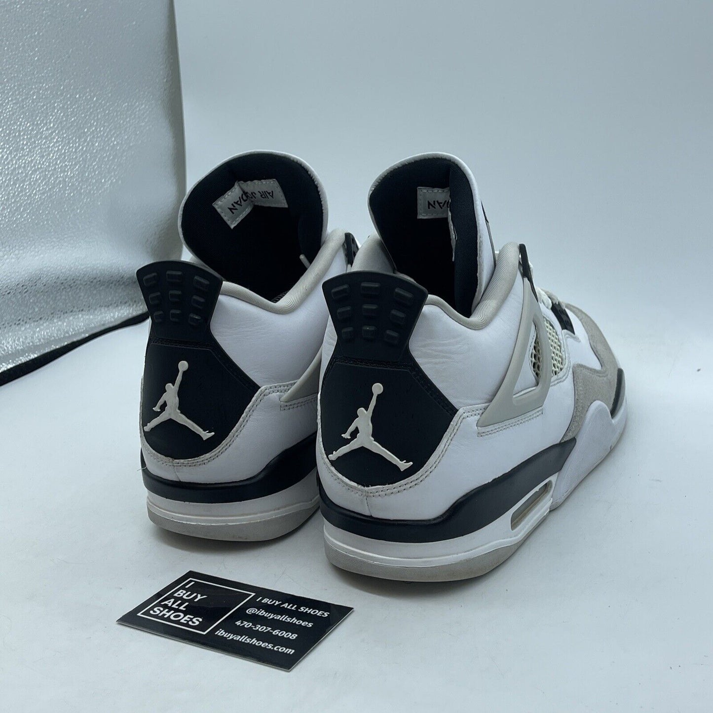 Size 10 - Jordan 4 Retro Mid Military Black White Suede Leather (DH6927-111)