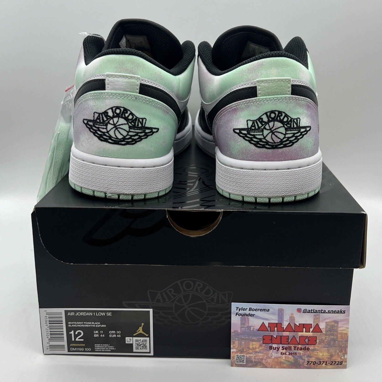 Size 12 - Jordan 1 Low SE Tie Dye Og All Brand New Mint Black Leather White