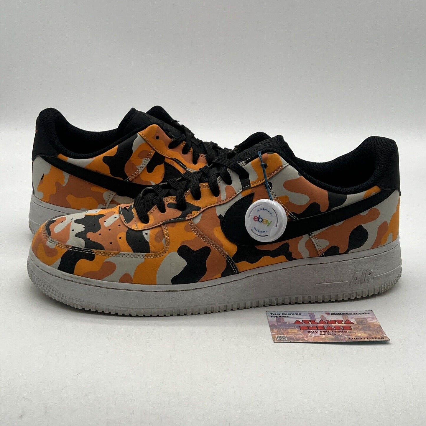 Size 14 - Nike Air Force 1 07 LV8 Orange Camo Black White Leather (823511-800)