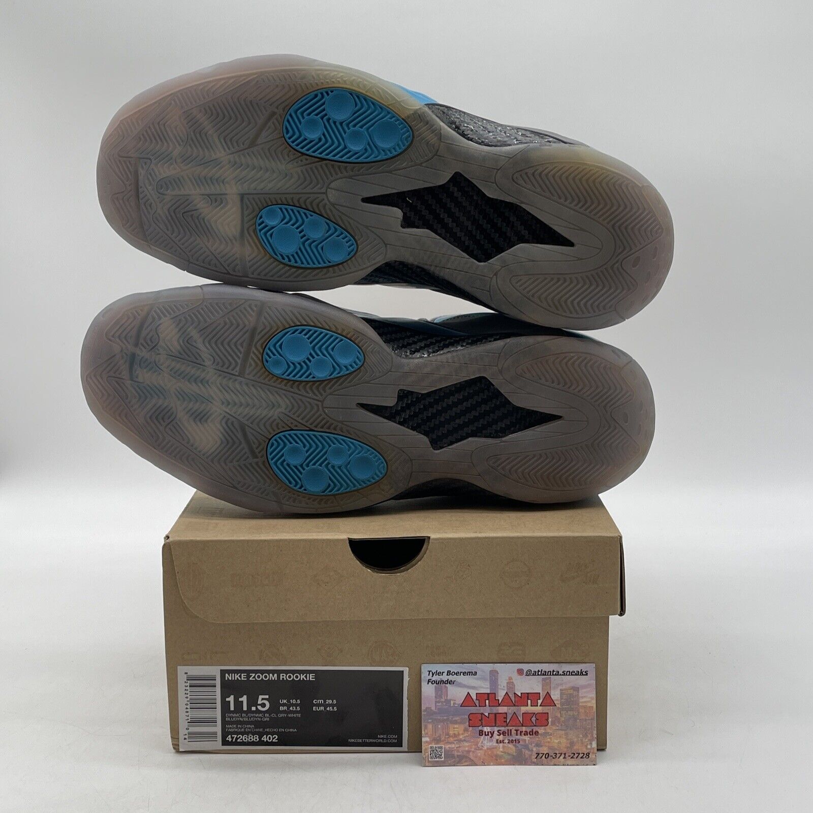 Size 11.5 - Nike Zoom Rookie Dynamic Blue Grey Black White (472688-402)