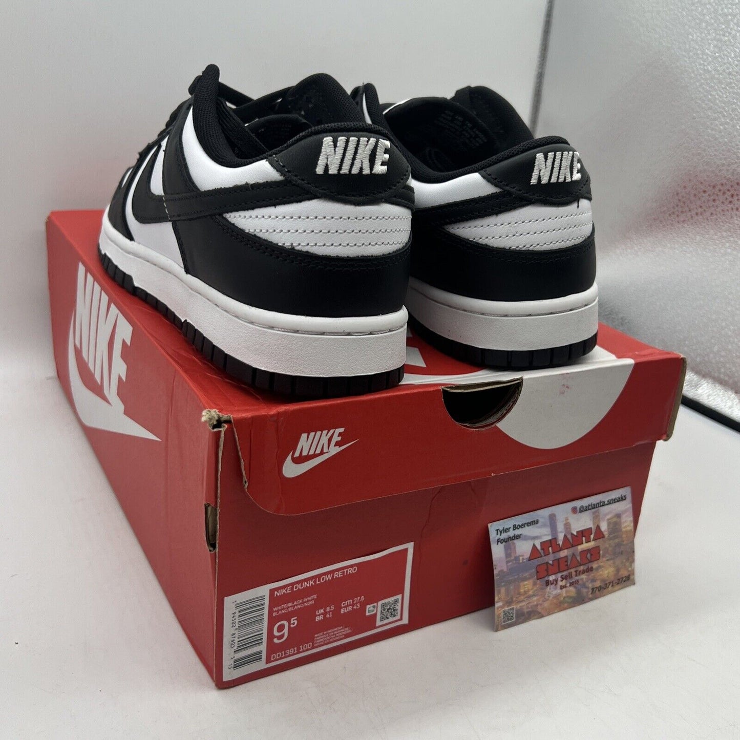 Size 9.5 - Nike Dunk Low Black White Brand New Og All