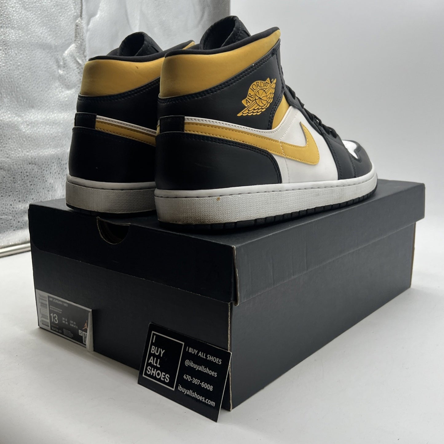 Size 13 - Air Jordan 1 Mid Black University Gold (554724-177)