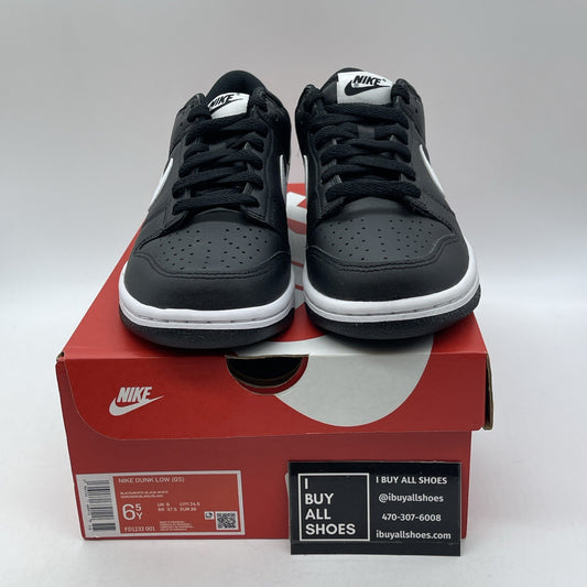 Size 6.5Y - Nike Dunk Low 'Black Panda 2.0' Black White Leather (DV0831-002)