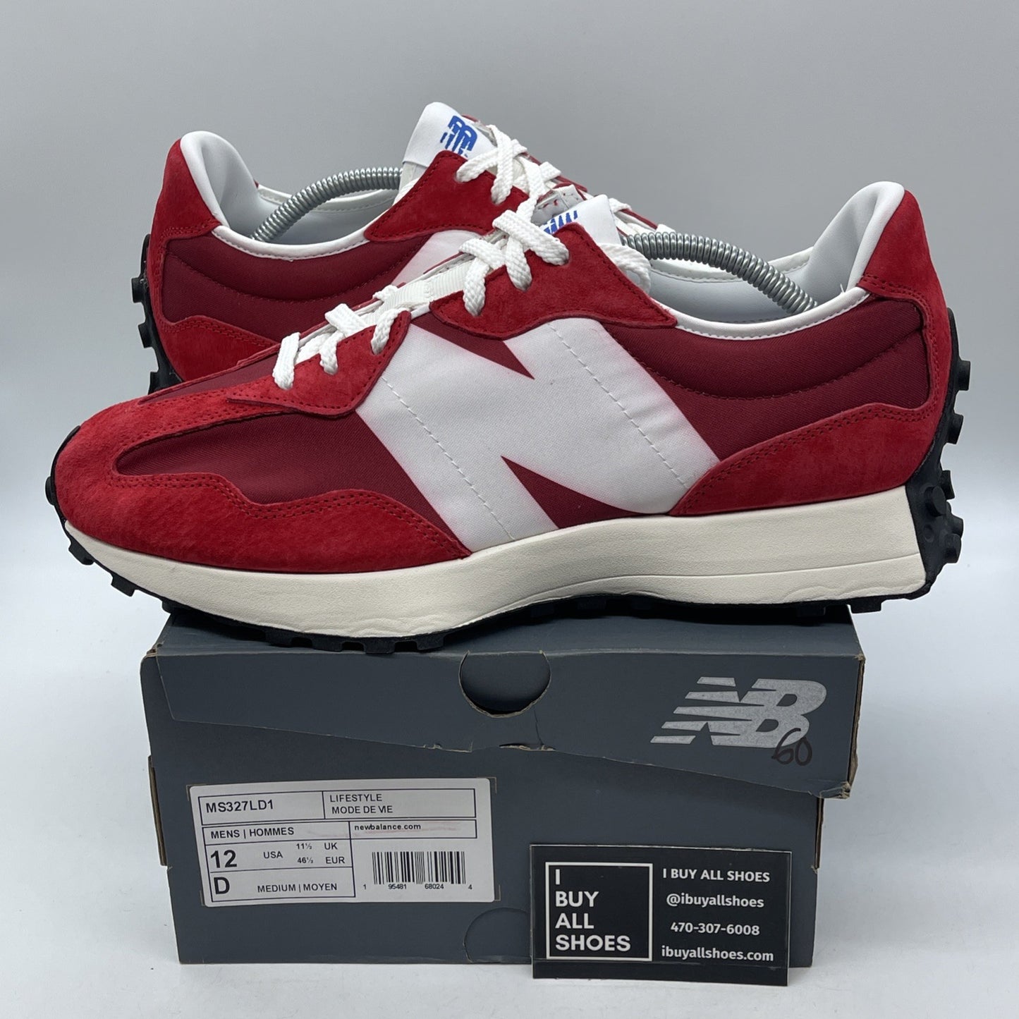 Size 10 - New Balance 327 Scarlet Red White Suede (MS327LD1)