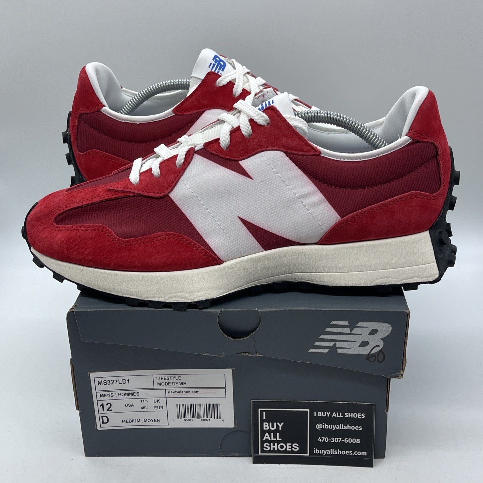 Size 10 - New Balance 327 Scarlet Red White Suede (MS327LD1)