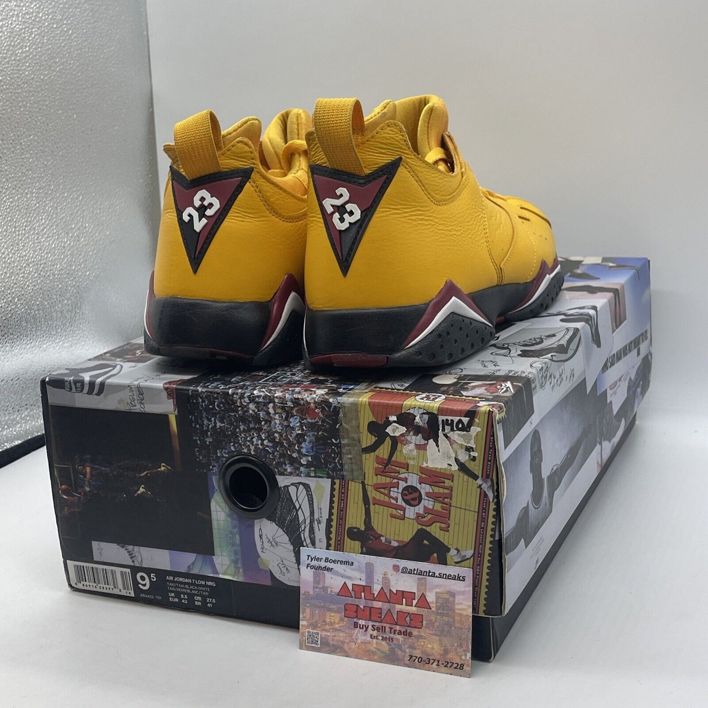 Size 9.5 - Air Jordan 7 Retro NRG Low Taxi Black Yellow Leather (AR4422-701)