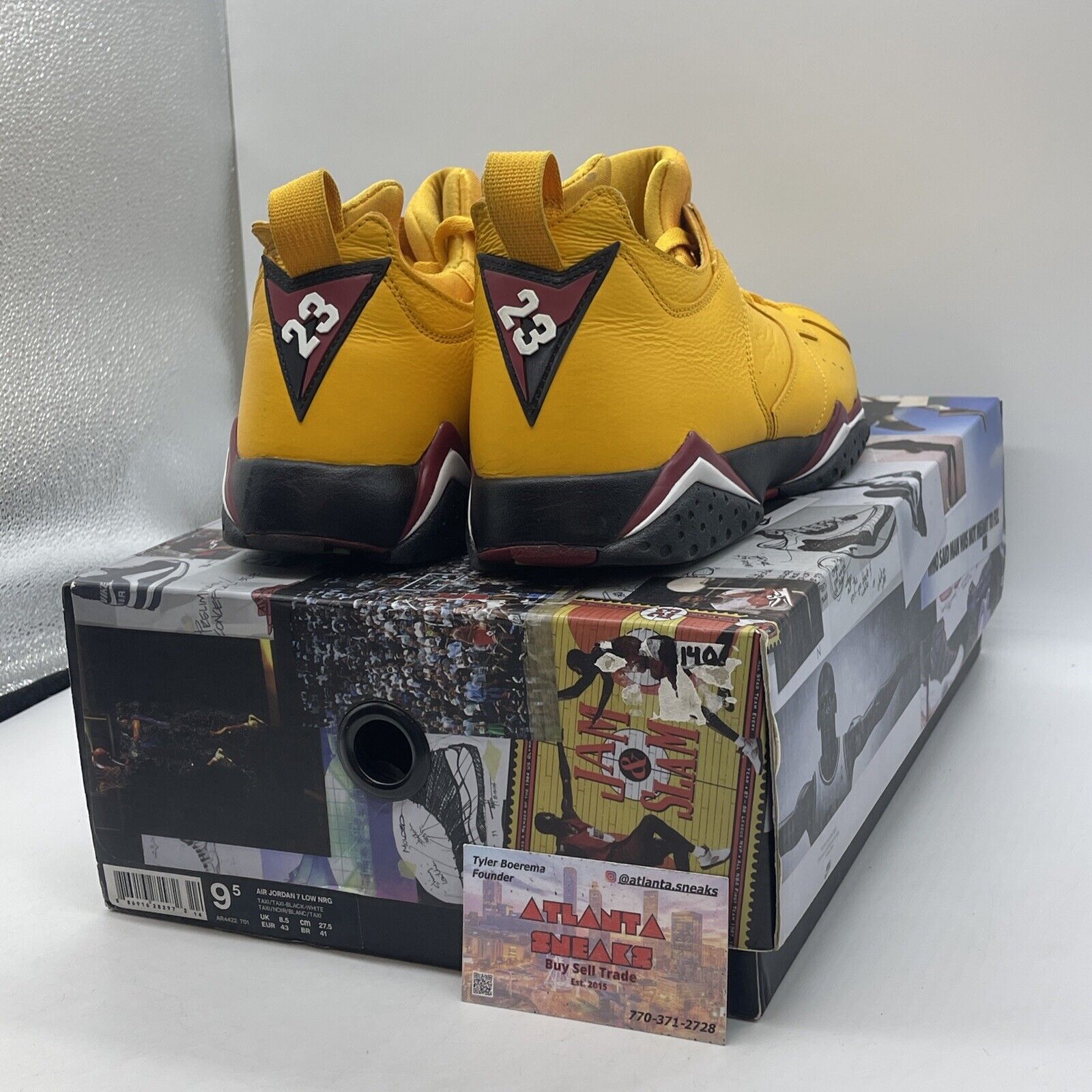 Size 9.5 - Air Jordan 7 Retro NRG Low Taxi Black Yellow Leather (AR4422-701)