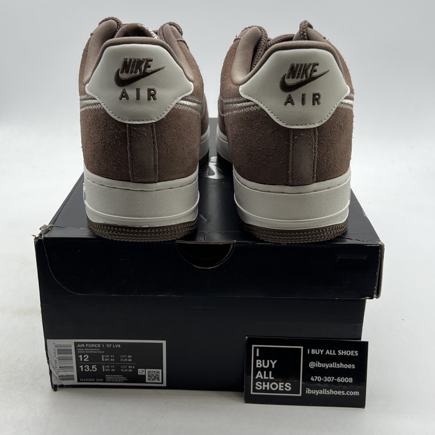 Size 12 - Nike Air Force 1 '07 LV8 Embroidered Swoosh - Mink Brown (HJ4465-200)