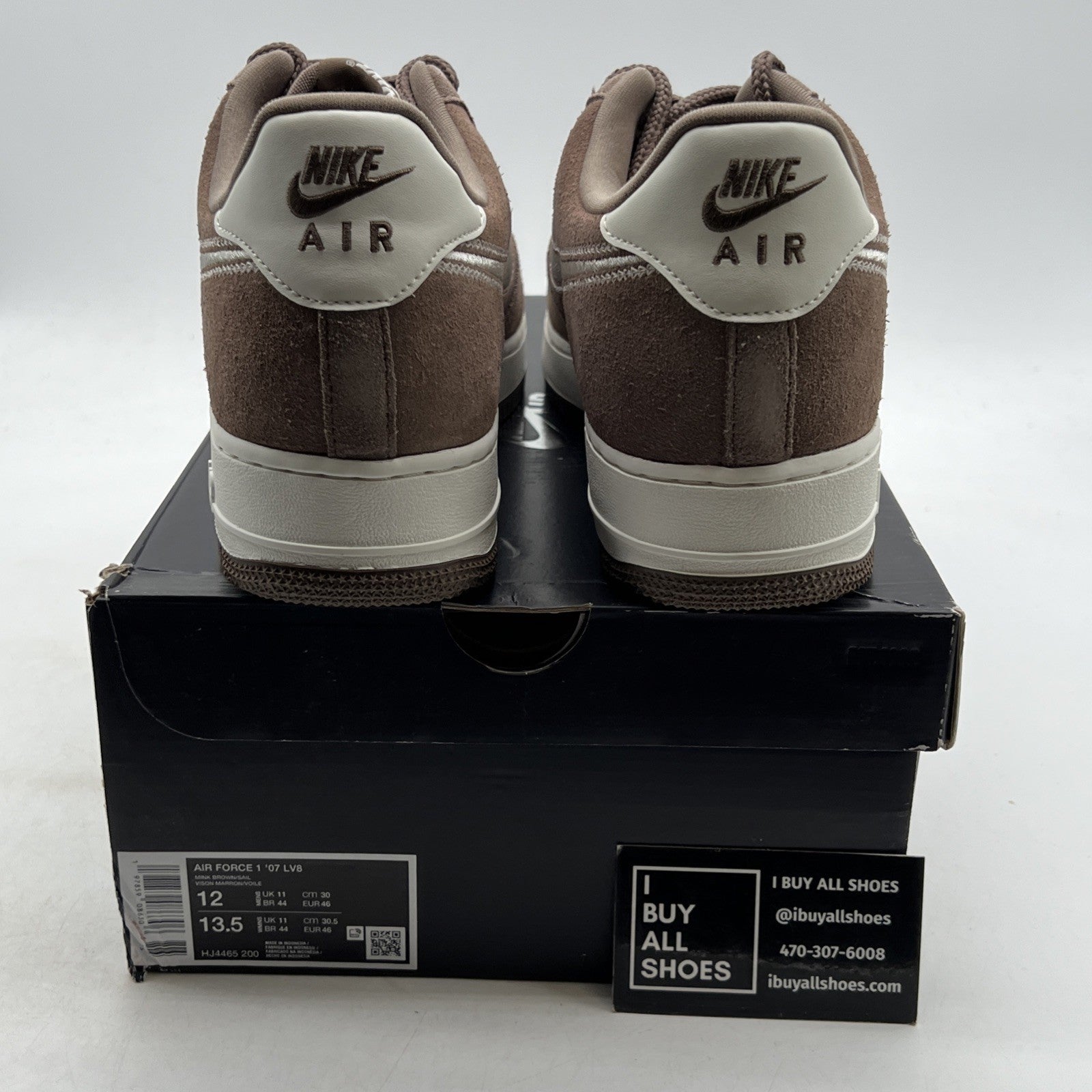 Size 12 - Nike Air Force 1 '07 LV8 Embroidered Swoosh - Mink Brown (HJ4465-200)