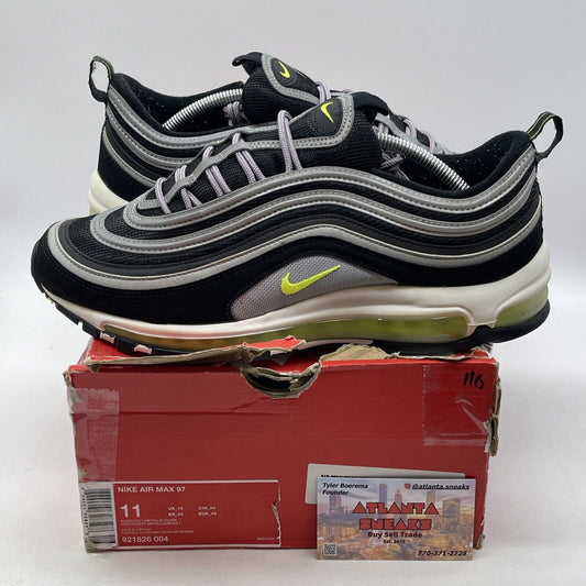 Size 11 - Nike Air Max 97 OG QS Neon Green Black Grey Suede Leather (921826-004)