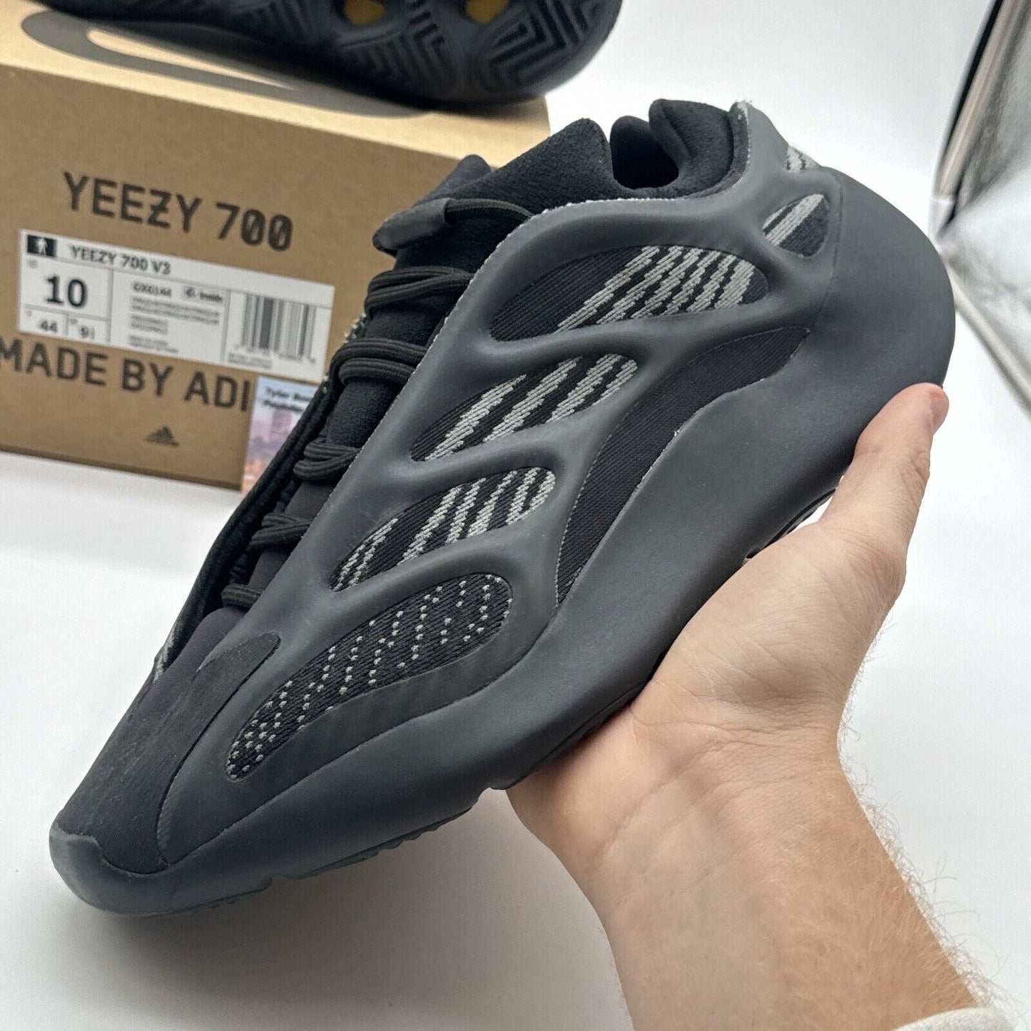 Size 10 - adidas Yeezy 700 V3 Dark Glow Black Grey Boost Kanye GID Green OG All