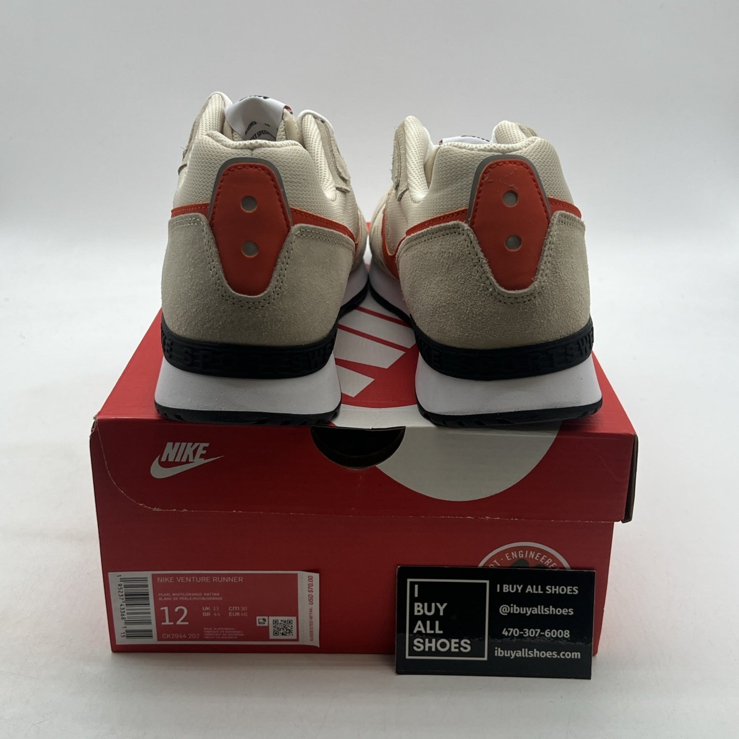 Size 12 - Nike Venture Runner Shoes Mens Beige Orange Trainers (CK2944-202)