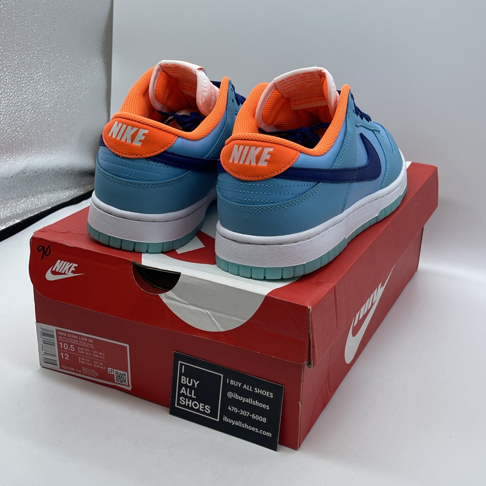 Size 10.5 - Nike Dunk SE Low Baltic Blue Total Orange Leather (HQ1538-416)
