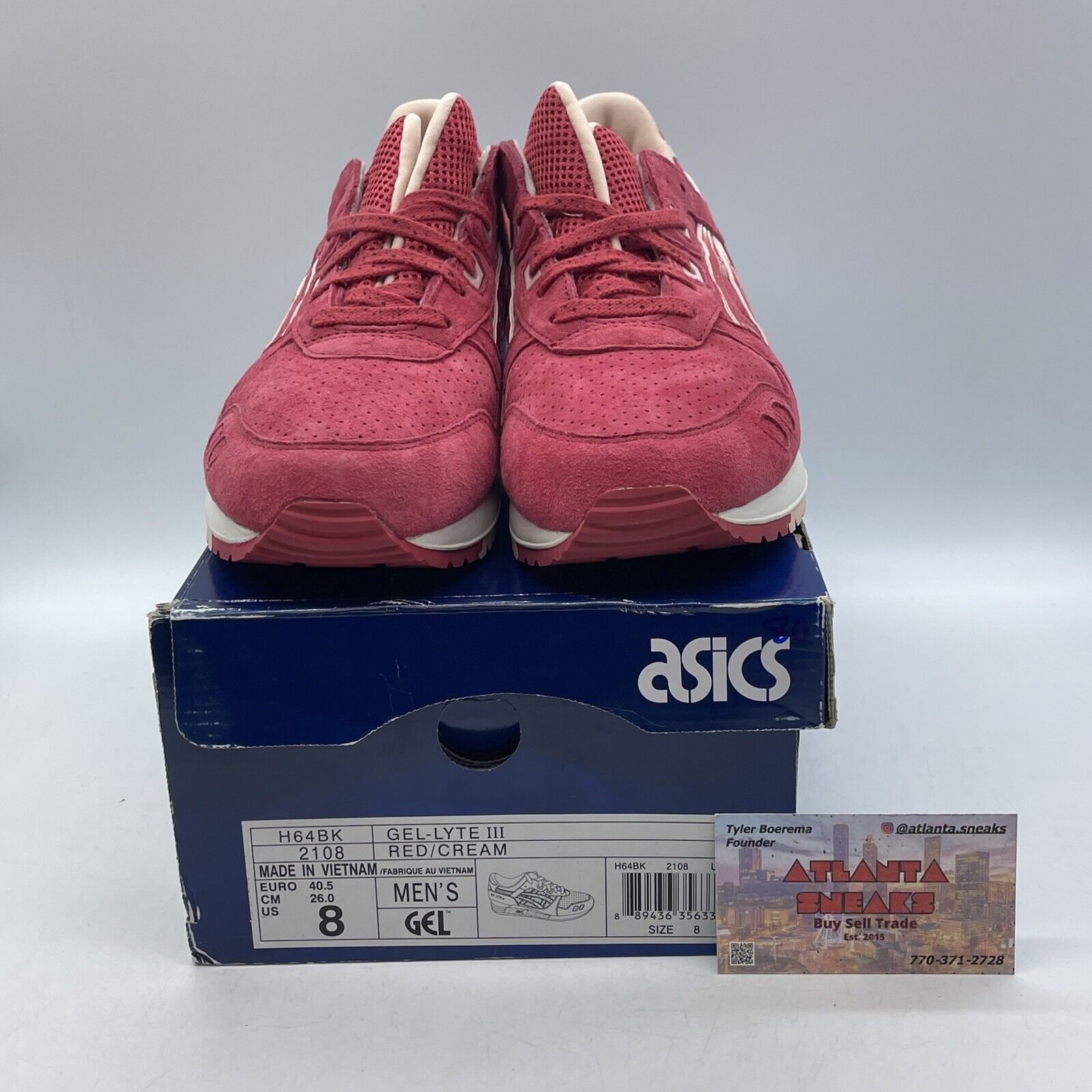 Size 8 - ASICS Gel Lyte 3 Strawberry & Cream Red Suede White Leather (H64BK2108)