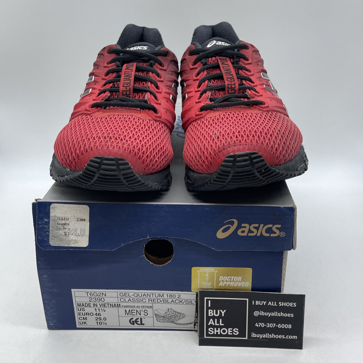 Size 11.5 - ASICS Gel Quantum 180 Classic Red Black (T6G2N-2390)