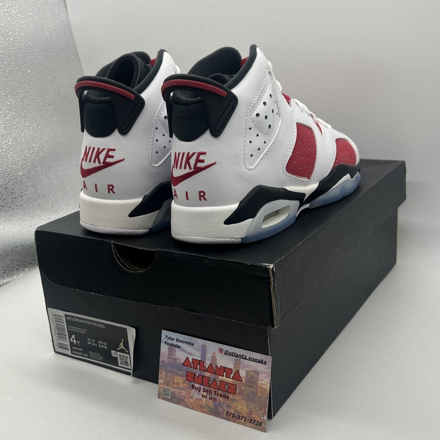 Size 4 - Jordan 6 Retro OG Mid Carmine Black White  Suede Leather (384665-106)