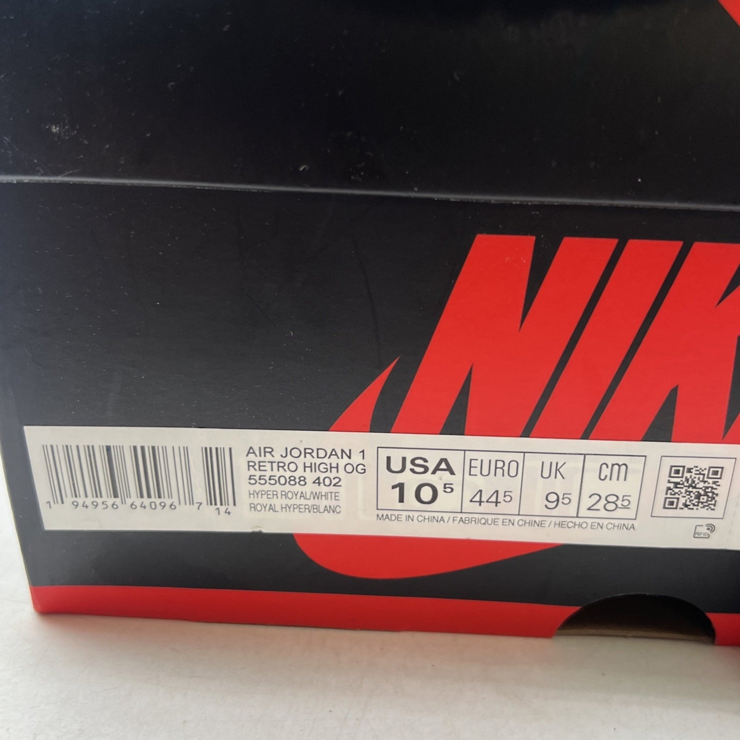 Size 10.5 - Air Jordan 1 Retro OG High Hyper Royal (555088-402)