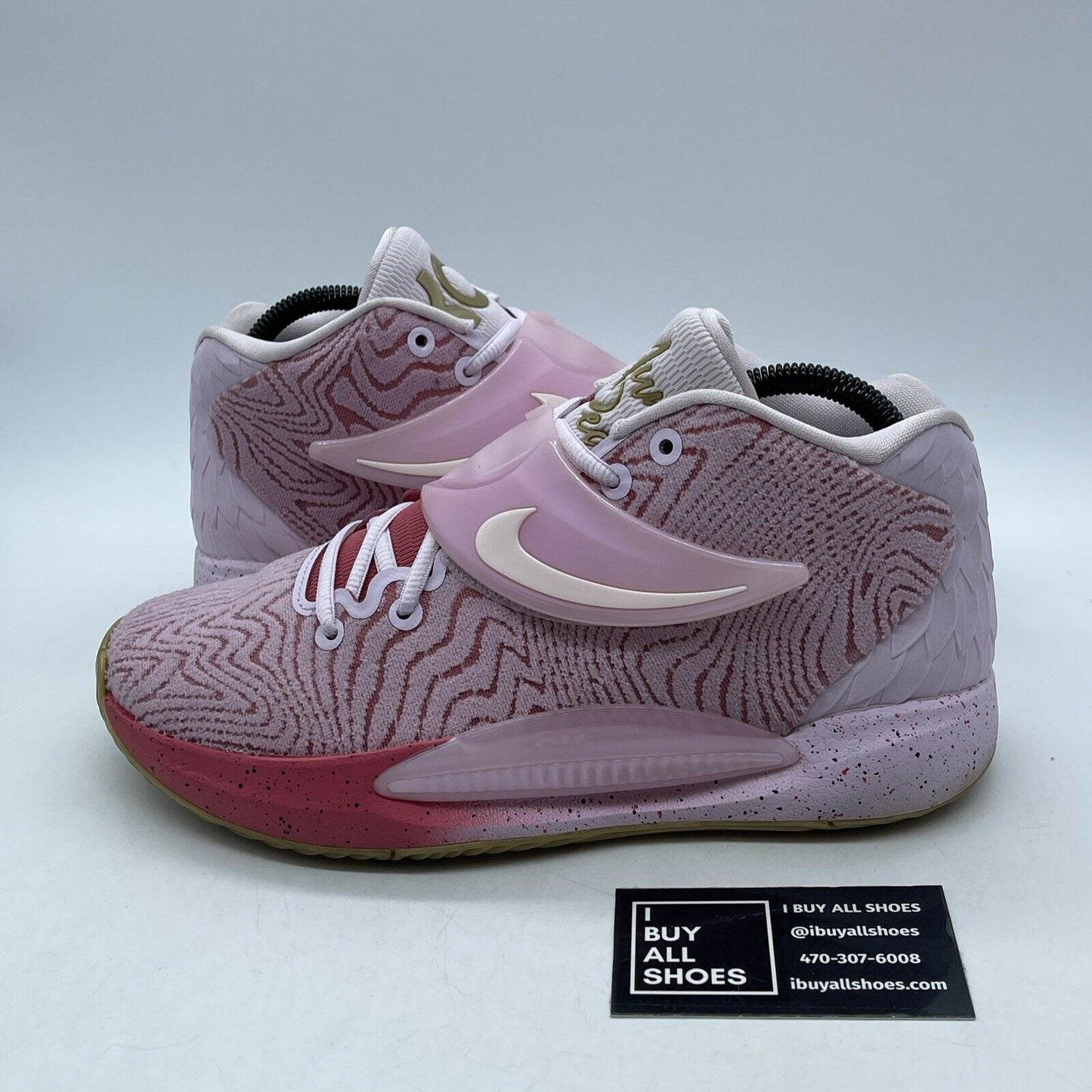 Size 8- Nike KD 14 'Aunt Pearl' Pink Brown Black Suede Leather (DC9379-600)