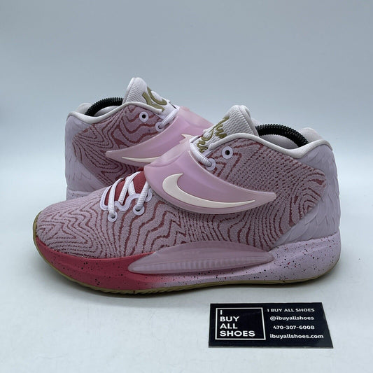 Size 8- Nike KD 14 'Aunt Pearl' Pink Brown Black Suede Leather (DC9379-600)