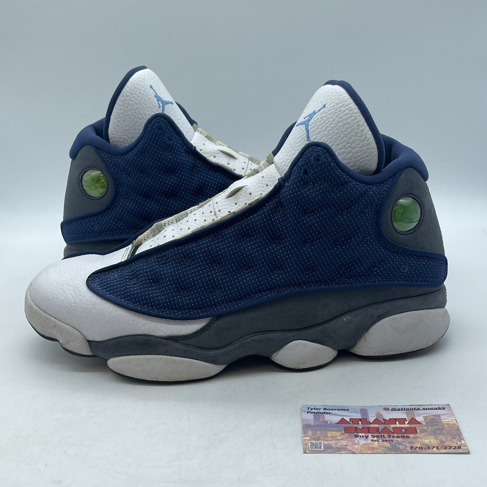 Size 11 - Jordan 13 Retro Mid Flint Blue White Black Suede (414571-404)