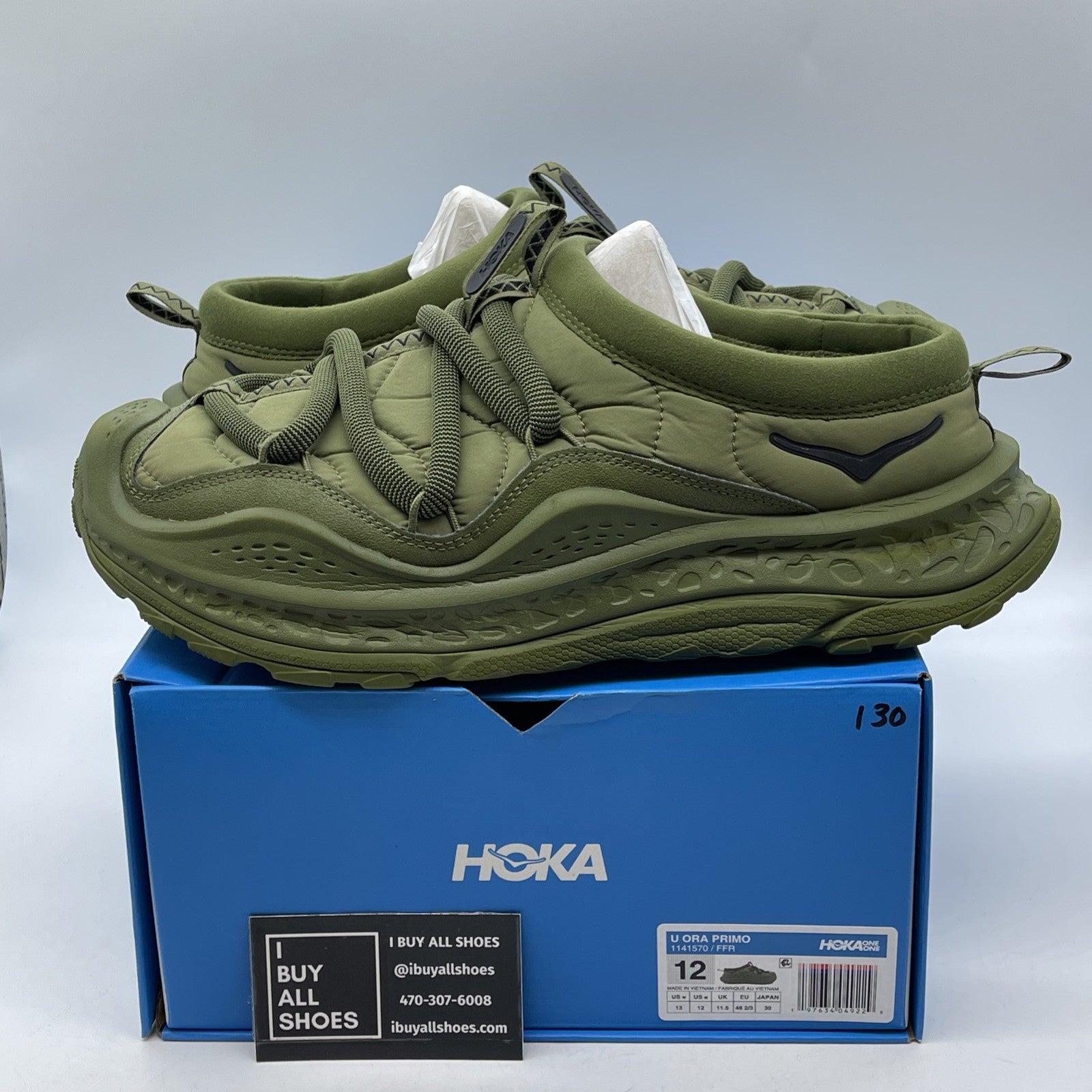 Size 12 - Limited edition Hoka One Ora Primo Olive Green Black (1141570)