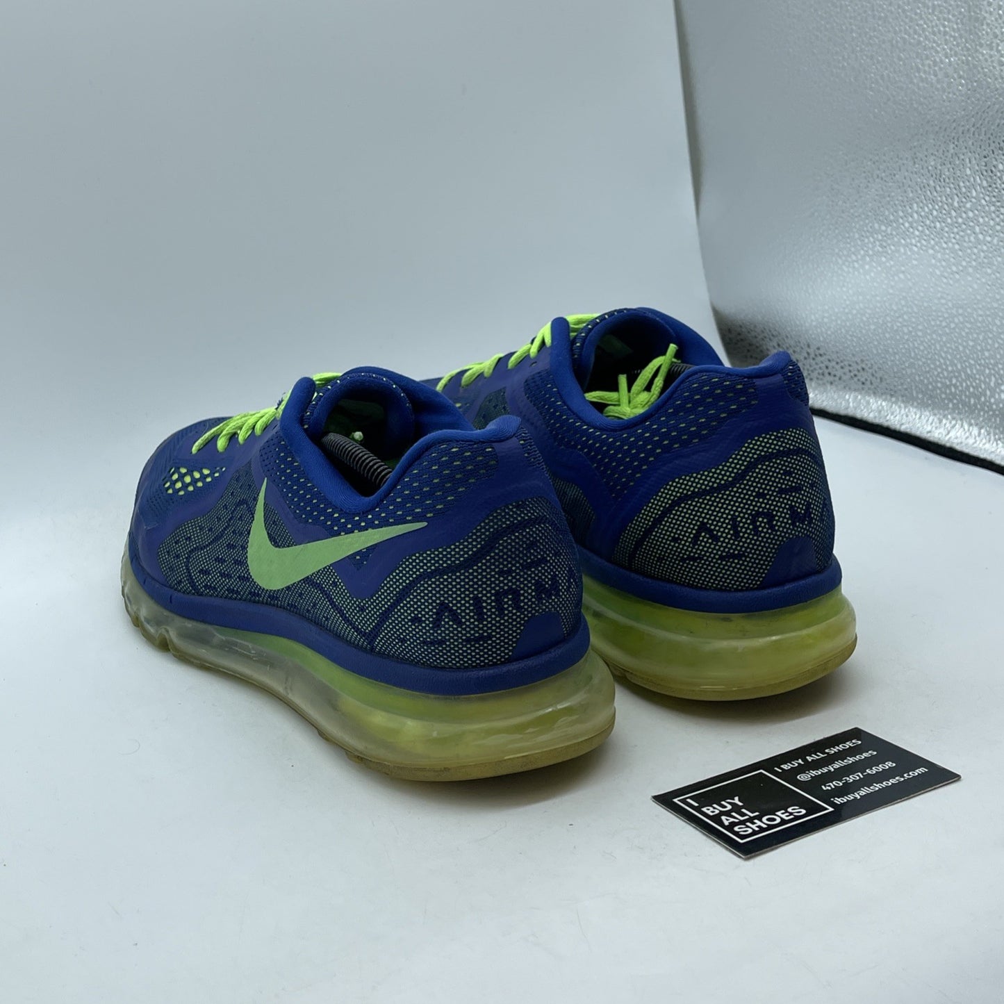 Size 13 - Nike Air Max 2014 Deep Royal Electric Green Blue Leather (621077-402)