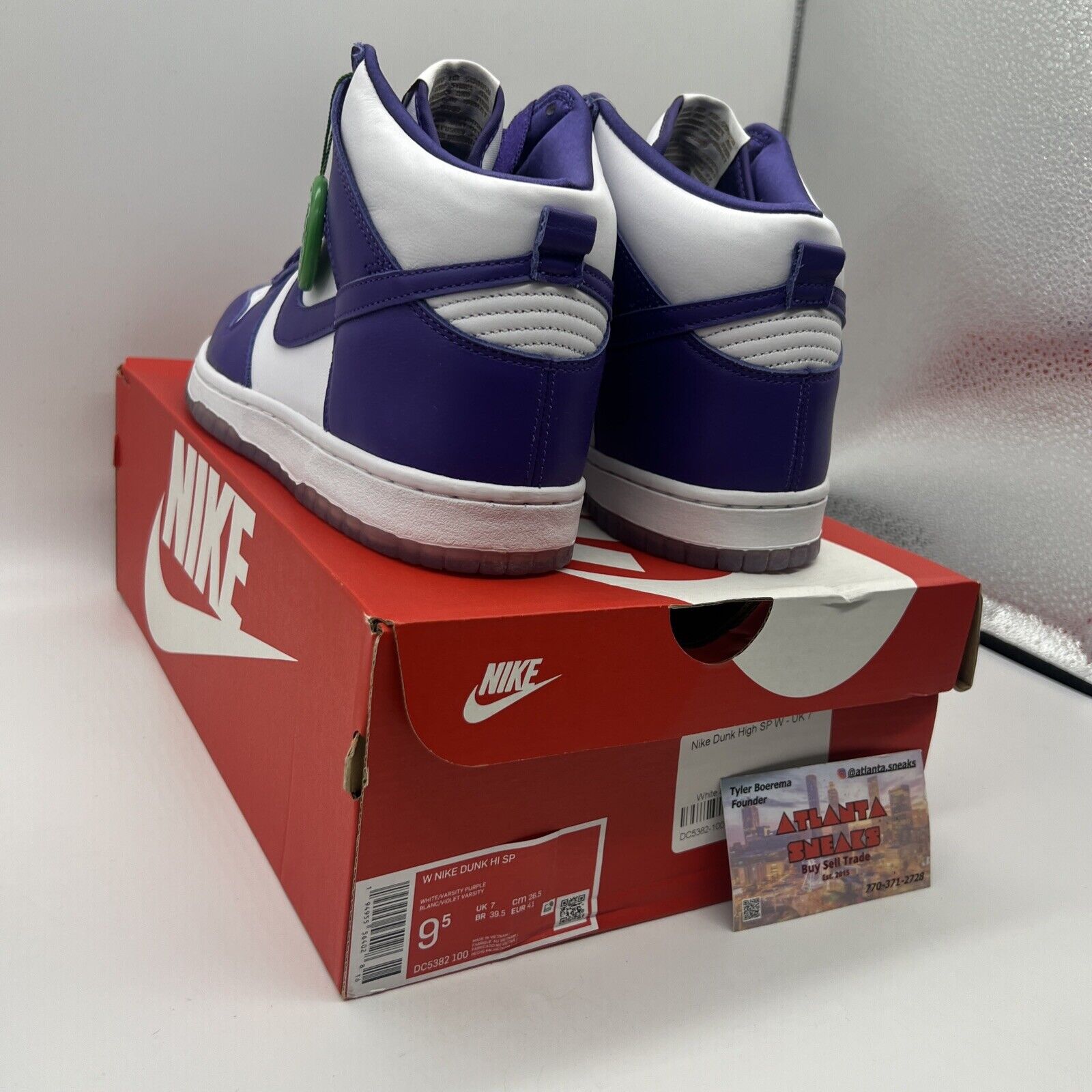 Size 9.5 - Nike Dunk High Varsity Purple W Brand New Og All White DS Leather