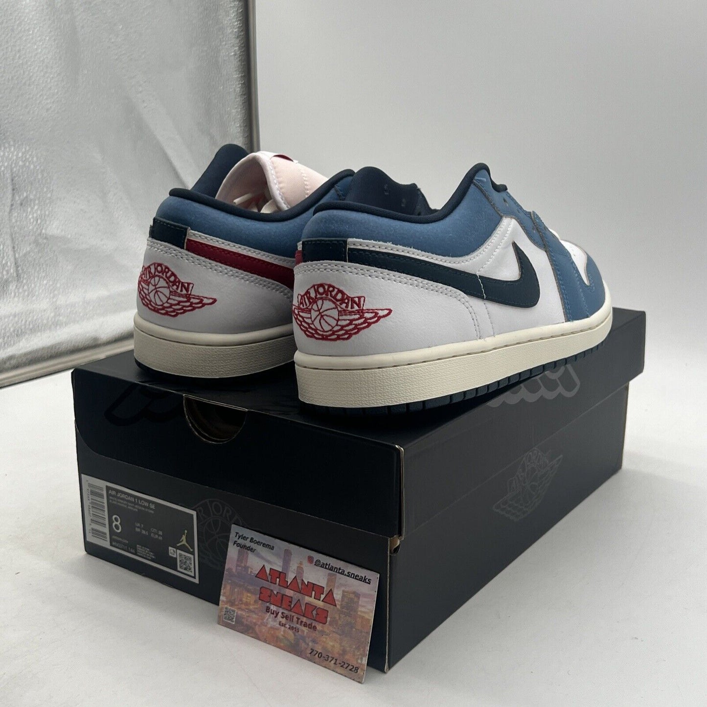 Size 8 - Nike Air Jordan 1 Low SE Shoes White Armory Navy (HM3711-144)