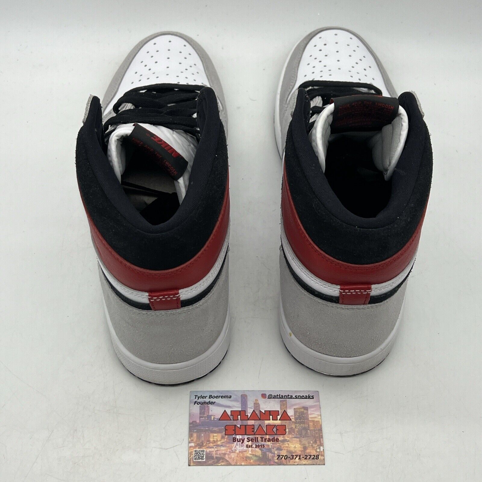 Size 10.5 - Jordan 1 Retro High OG Smoke Gray 2020 Red Black Leather Suede