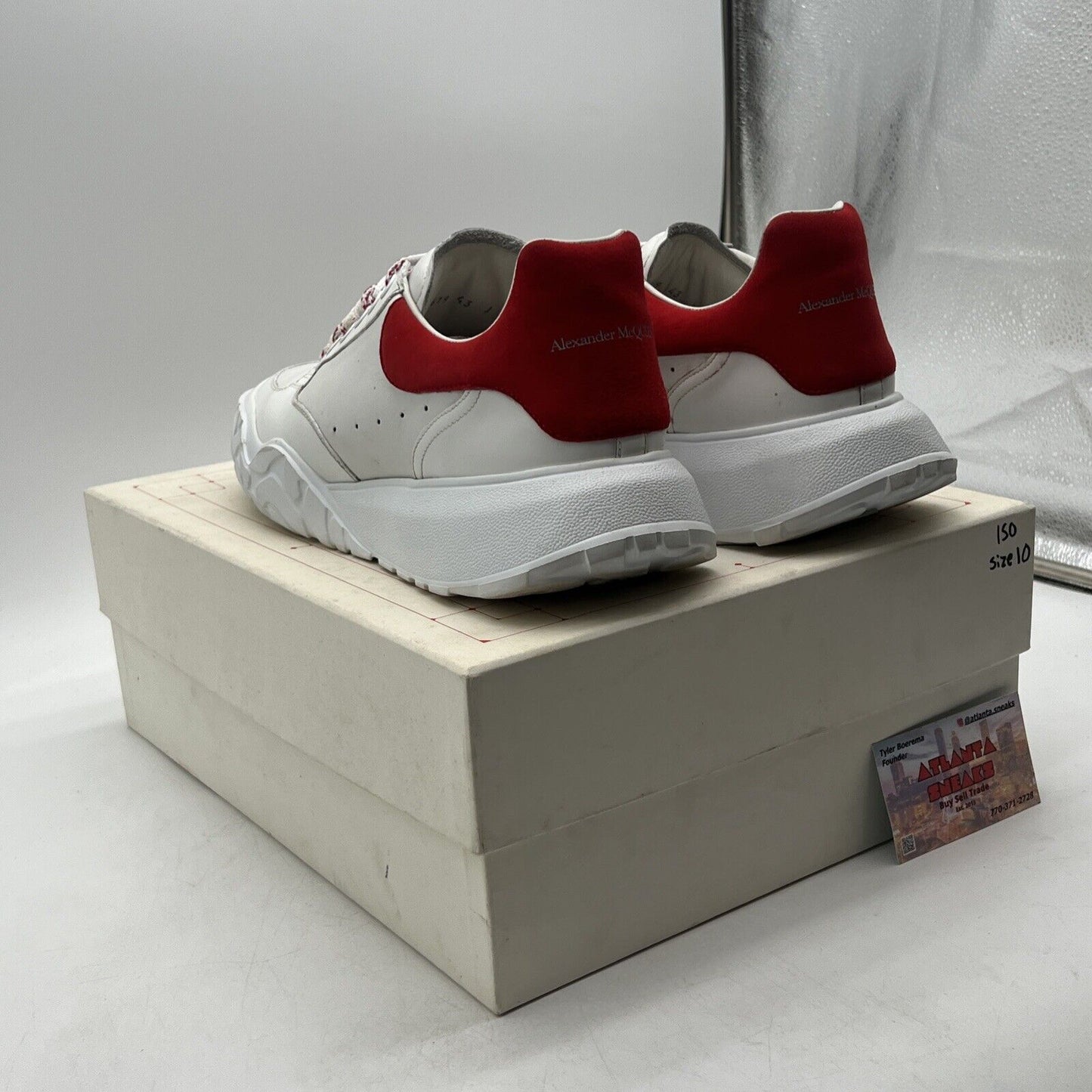 Size 10 - Alexander McQueen Oversized Court Trainer White Lust Red