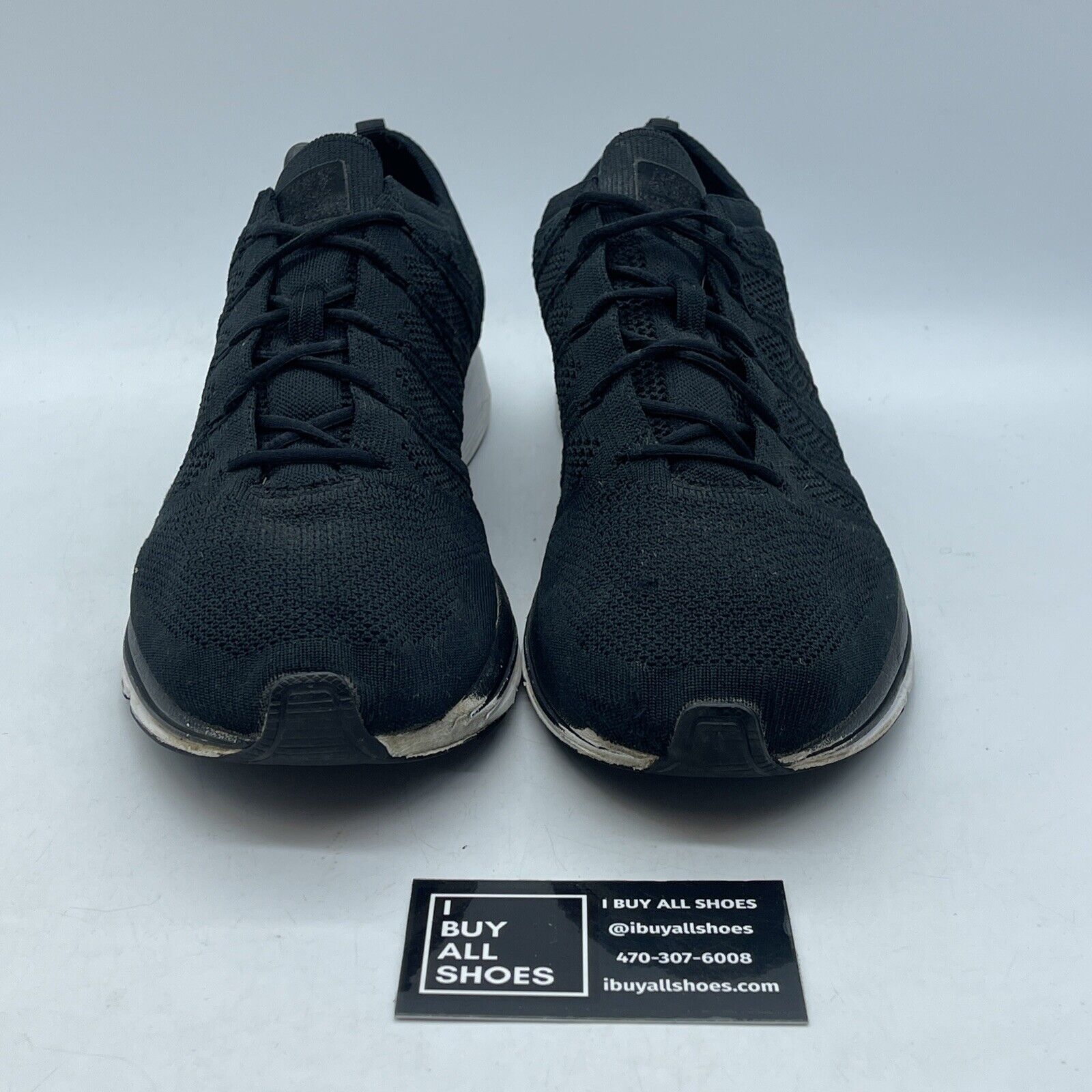 Size 12 - Nike Flyknit Trainer Shoes Black White Suede (AH8396-007)
