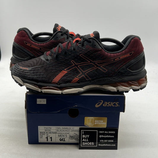 Size 11 - ASICS Gel-Nimbus 17 Black Red Running Shoes (T507N-9030)