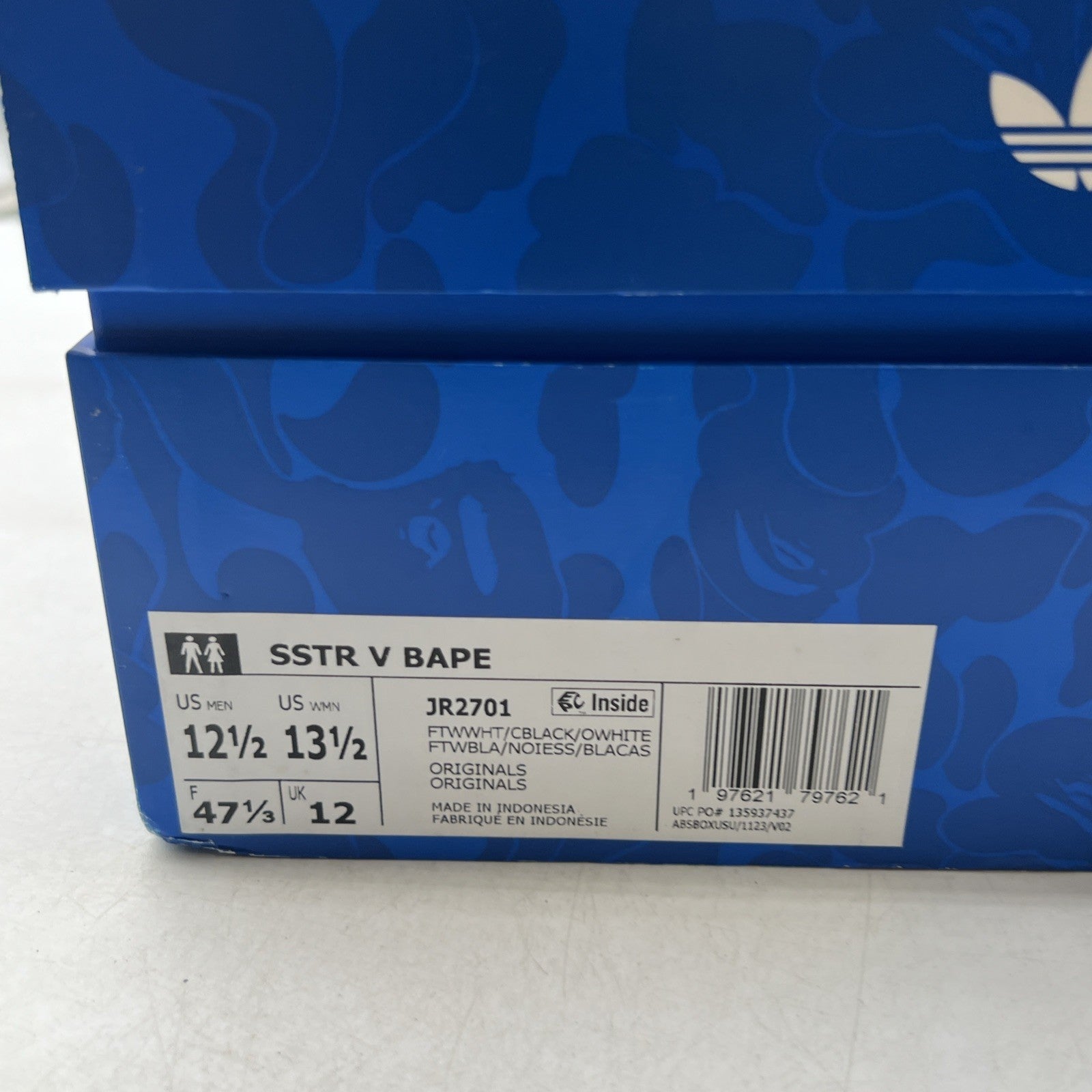 Size 12.5 - adidas BAPE x Superstar Vintage White Black (JR2701)
