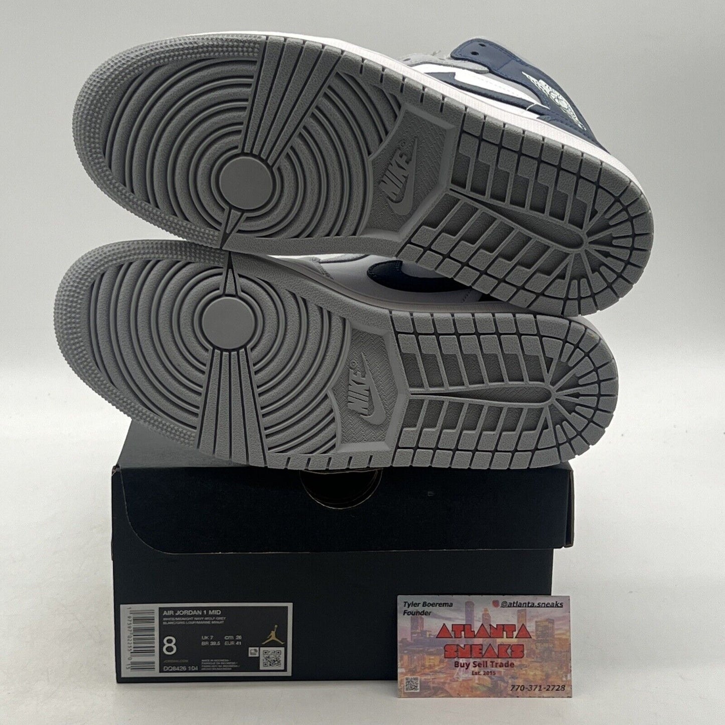 Size 8 - Air Jordan 1 Mid Wolf Grey Midnight Navy (DQ8426-104)