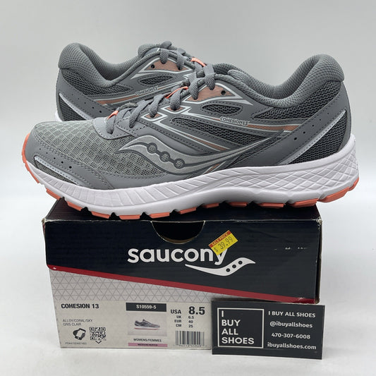 Size 8.5W - Saucony Cohesion 13 Coral Sky Grey Suede Leather (S10559-5)