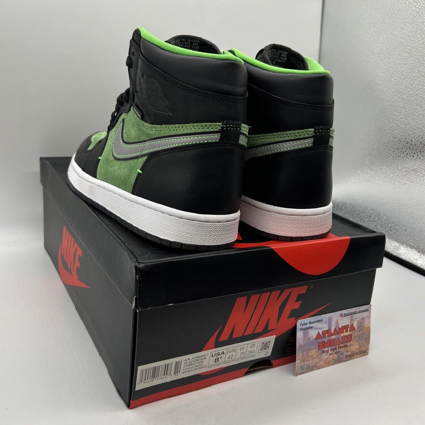 Size 8.5 - Air Jordan 1 Zoom Zen Green Black White Icey (CK6637-002)