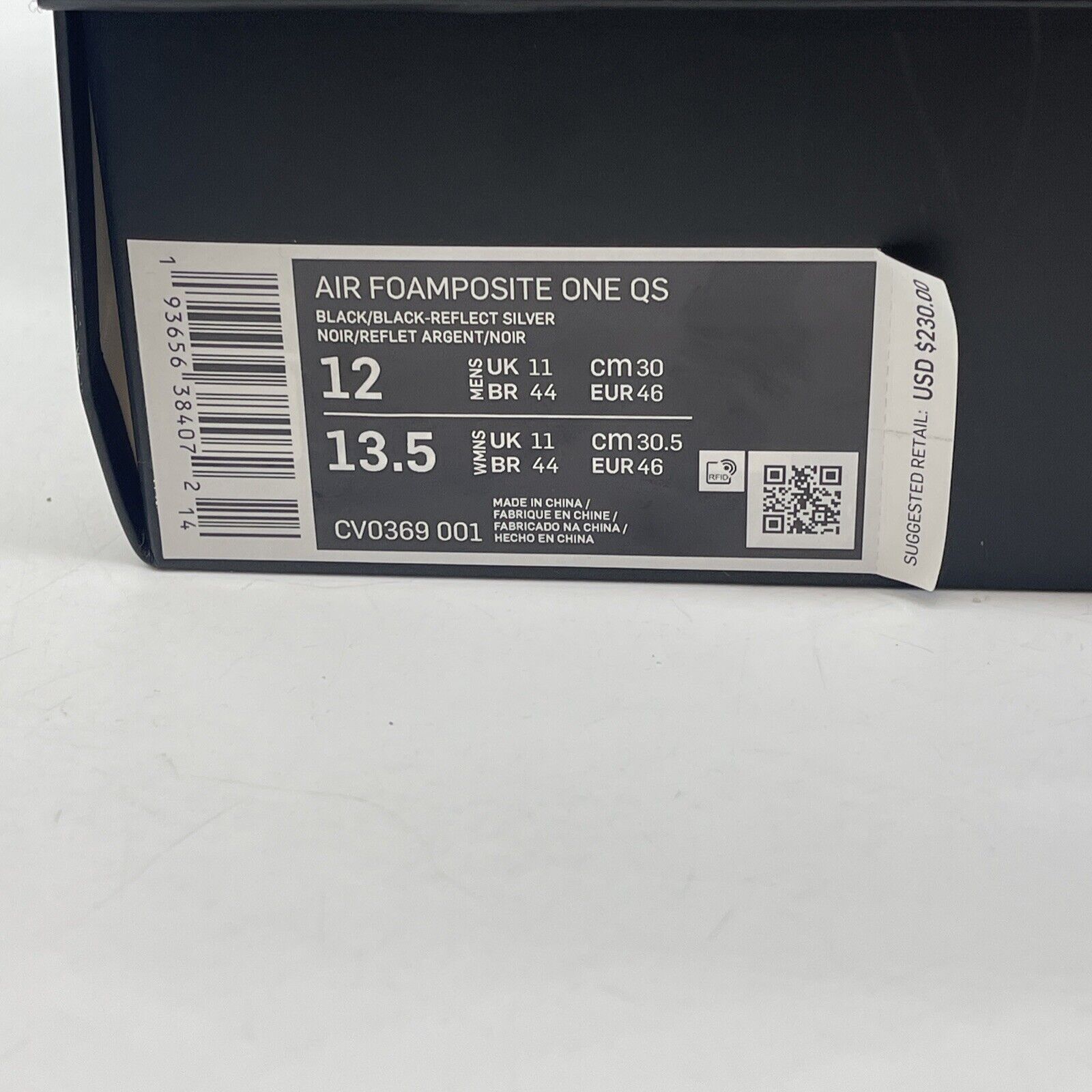 Size 12 - Nike Air Foamposite One Swoosh Black Suede Leather (CV0369-001)