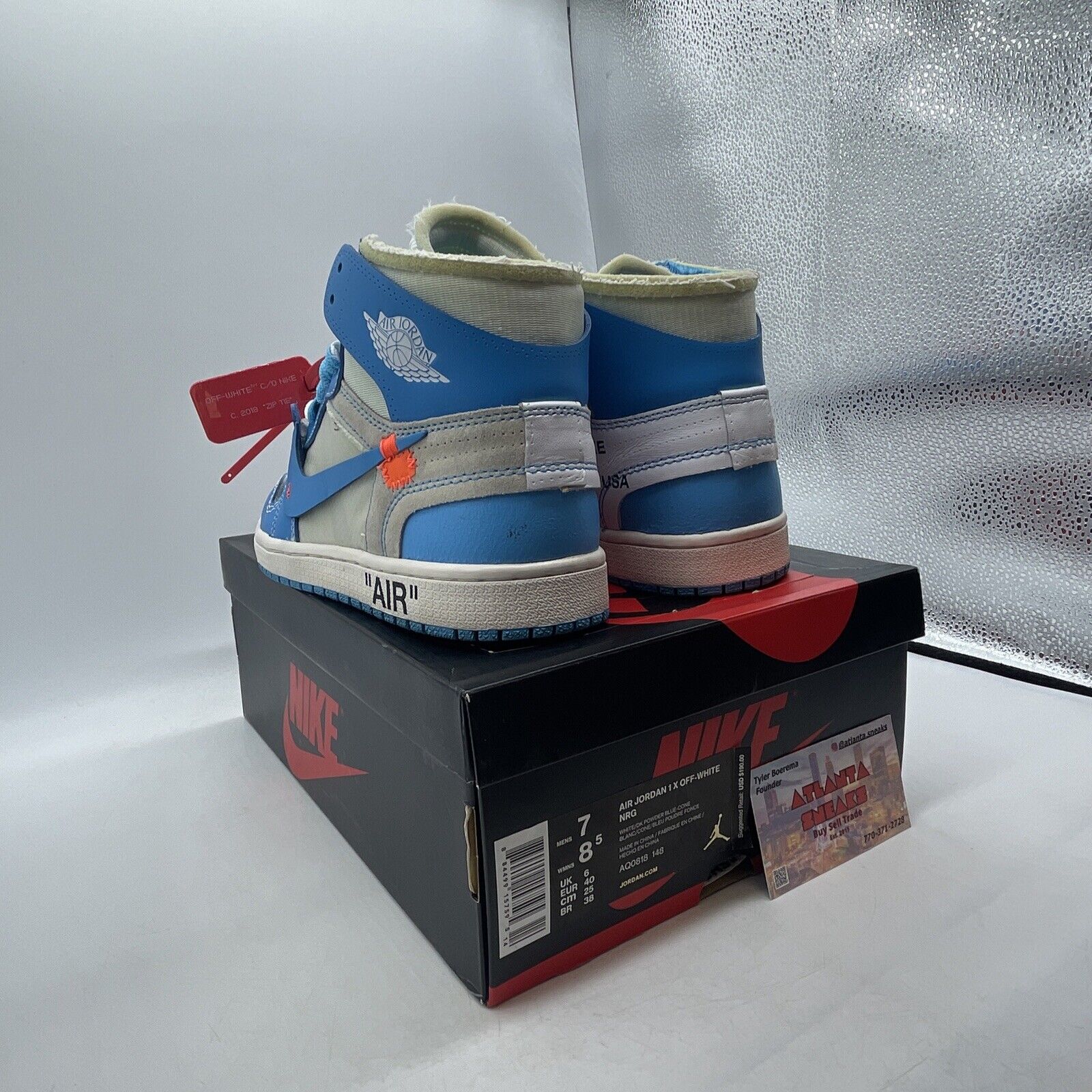 Size 7 - Jordan 1 Retro OG x Off-White High UNC White Blue Red (AQ0818-148)