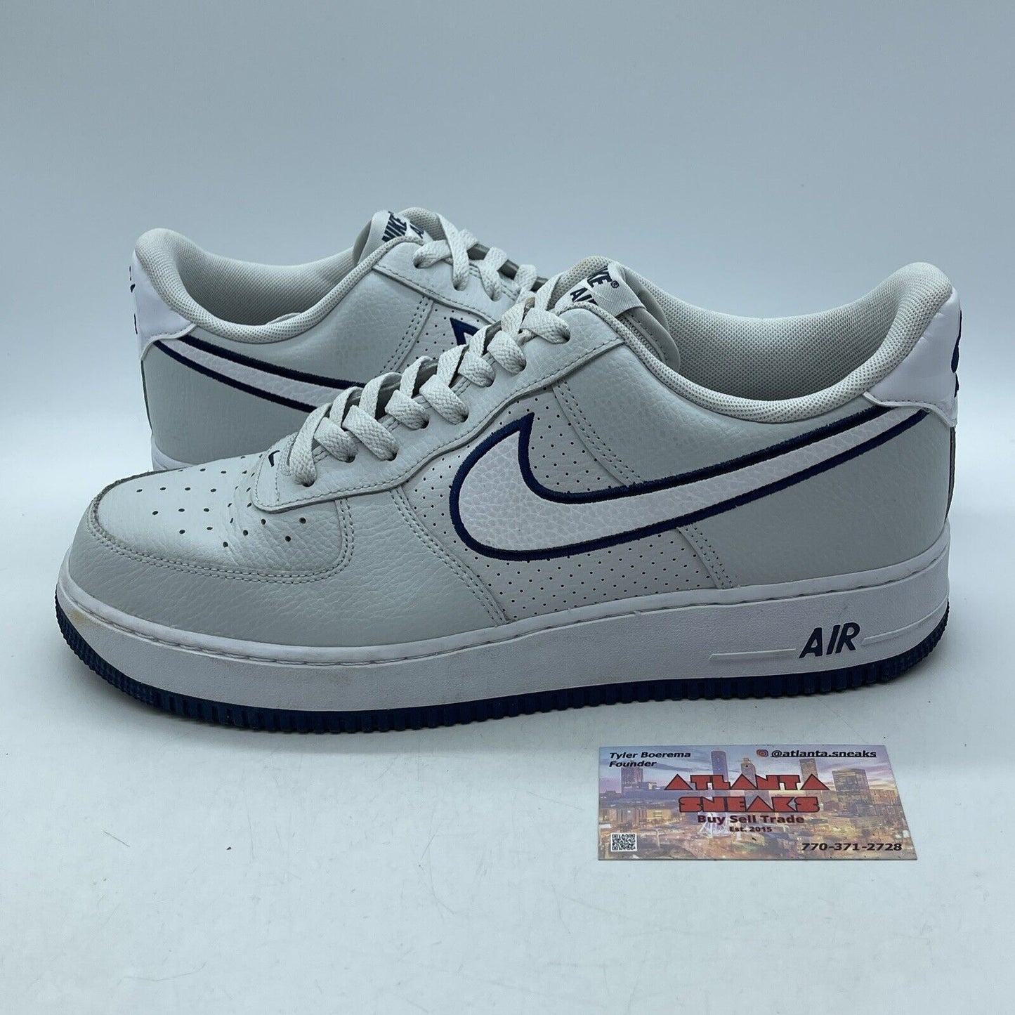 Size 12 - Nike Air Force 1 Low Embroidered Swoosh Photon Dust Navy (FJ4211002)