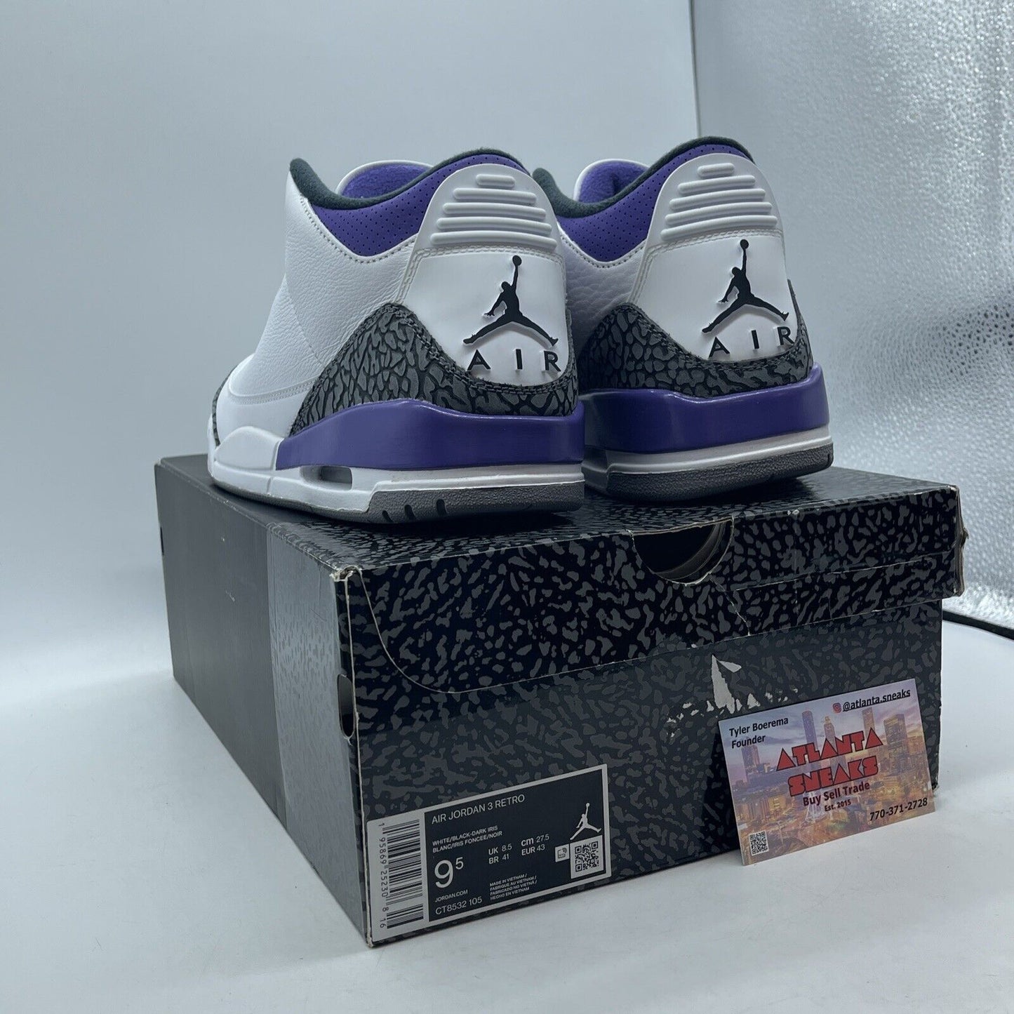 Size 9.5 - Jordan 3 Retro Mid Dark Iris Purple White Leather (CT8532-105)