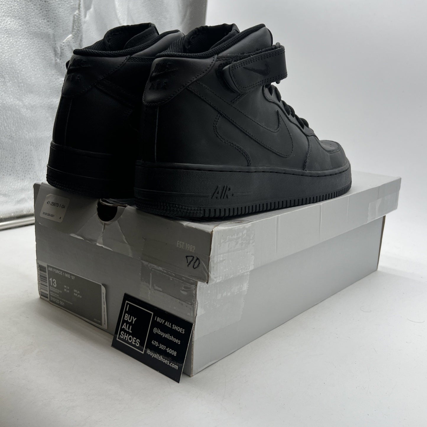Size 13 - Nike Air Force 1 '07 Mid Triple Black (315123-001)