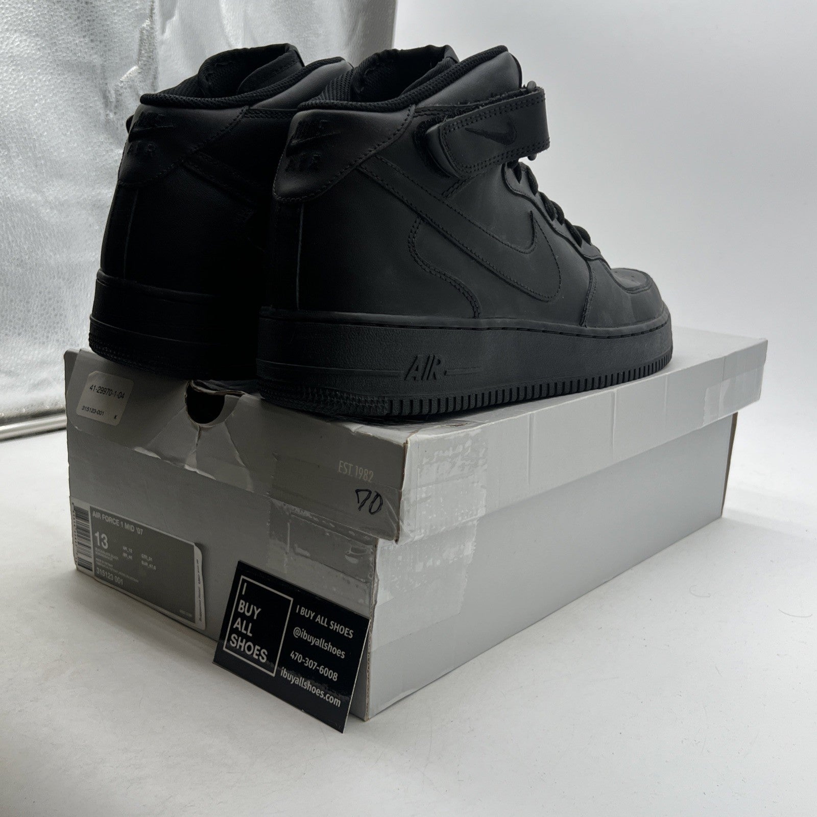 Size 13 - Nike Air Force 1 '07 Mid Triple Black (315123-001)