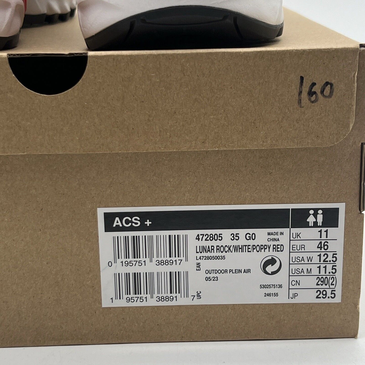 Size 11.5 - Salomon ACS+ OG Lunar Rock Poppy Red Black White (L4720500)